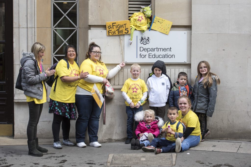 campaigners outside the department for education