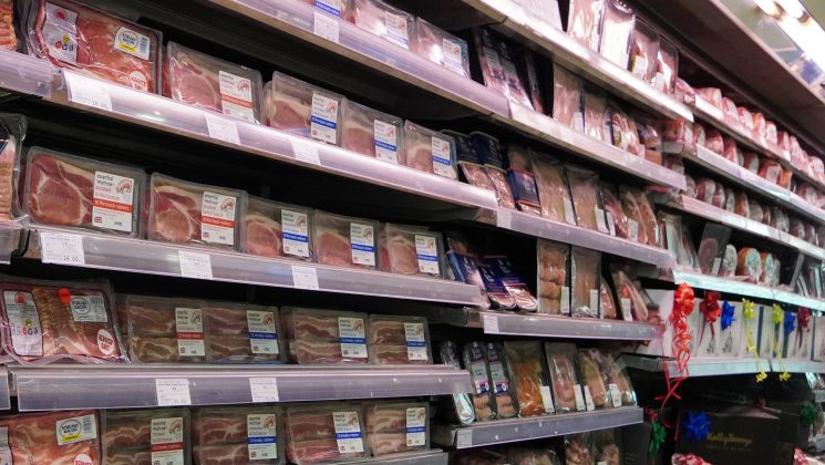meat shelves at a supermrket