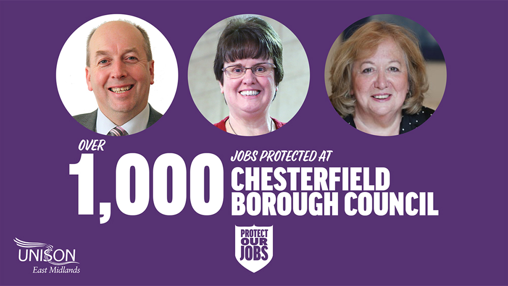 Chesterfield Borough Council graphic celebrating agreement with UNISON
