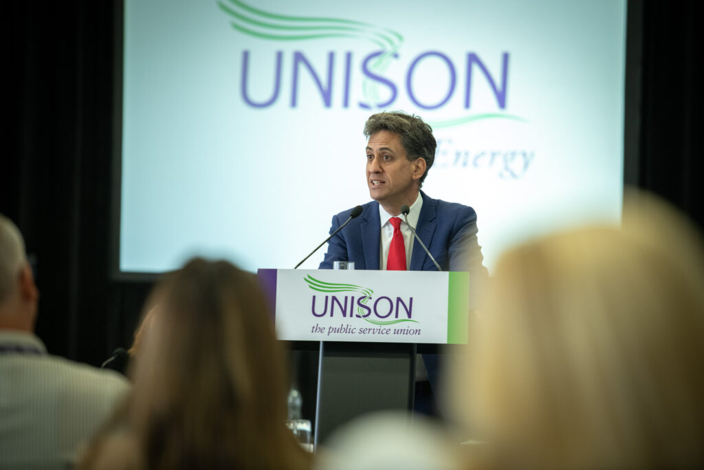 Ed Miliband speaking at UNISON Energy conference