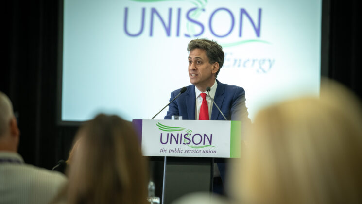 Ed Miliband speaking at UNISON Energy conference
