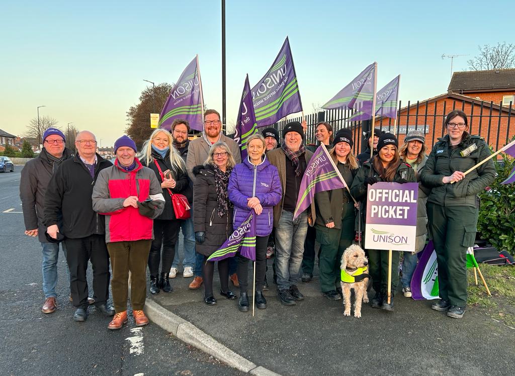 Members on a picket line in the North East joined by MP Andy MacDonald