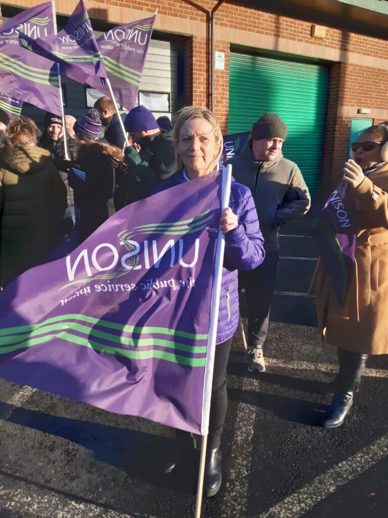 Northern regional secretary Clare Williams on the picket line