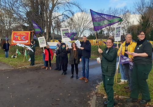 A picket line in Taunton
