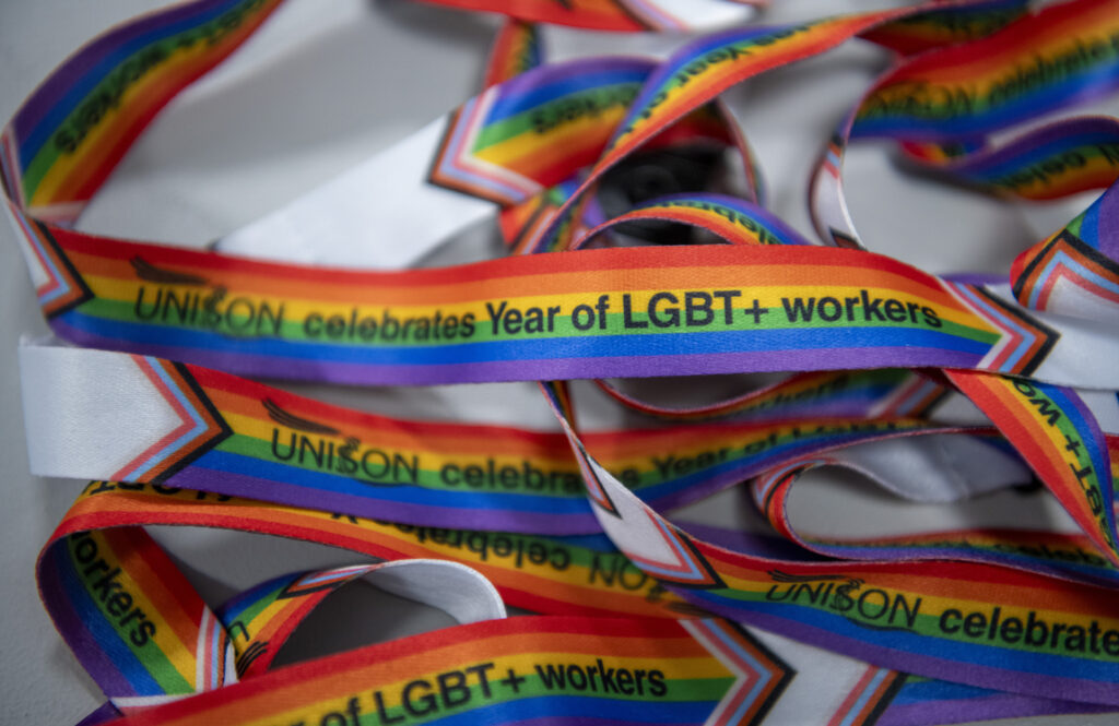 UNISON Year of LGBT+ Workers Pride Progress flags lanyards